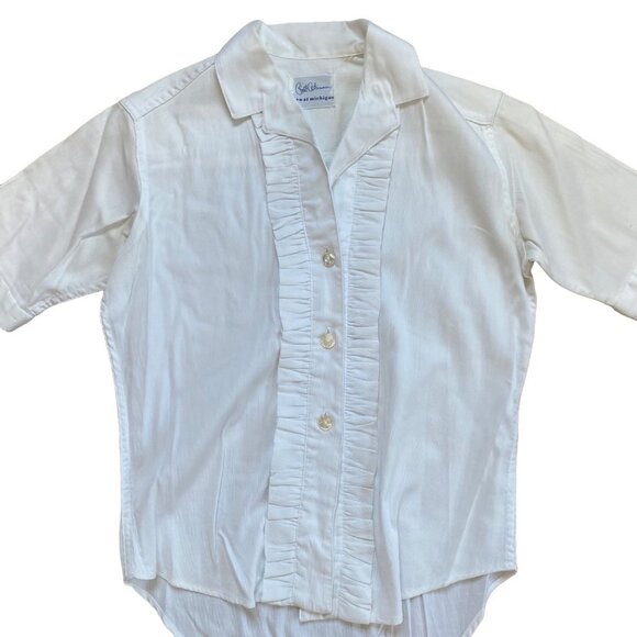 Vintage Bill Atkinson Glen of Michigan Blouse Womens Size Small Tuxedo Button Up - Picture 2 of 12